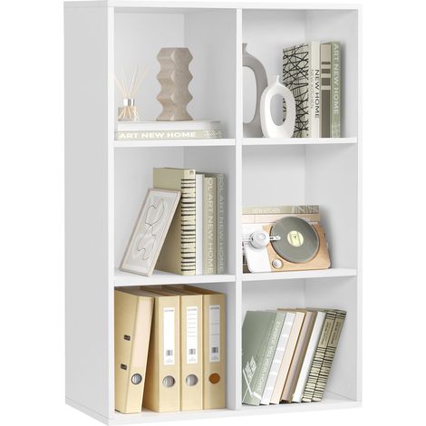 Bibliothèque, Étagère, Meuble de Rangement avec 6 Compartiments, Étagère sur Pied, Bibliothèque Cubique, pour Salon, Bureau, Salle à Manger, Blanc Nuage LBC203D (1/5)