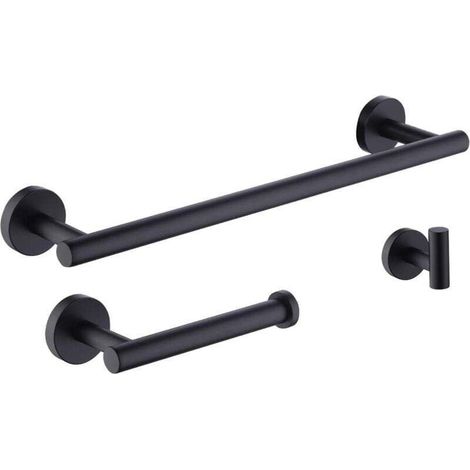 par Amazon Ensemble D'accessoires de Salle de Bain Noir 3 Pièces Porte serviettes Porte rouleau de Papier Toilette Porte manteau Support Mural 304 en Acier Inoxydable Noir Mat, LA20BKDG 32 (1/4)