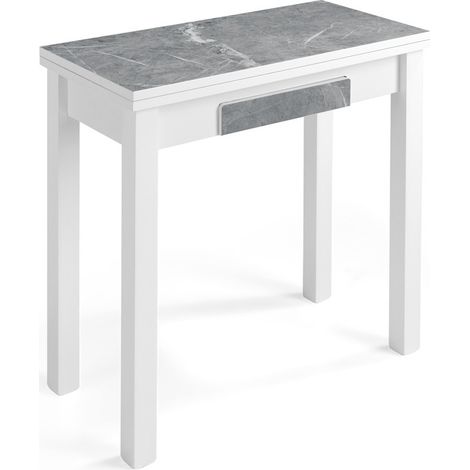 MESA DE COCINA - MODELO LAZIO- MATERIAL MDF/MARBLE BLACK- MEDIDAS 80 X 40/80 X 76 CM (1/5)