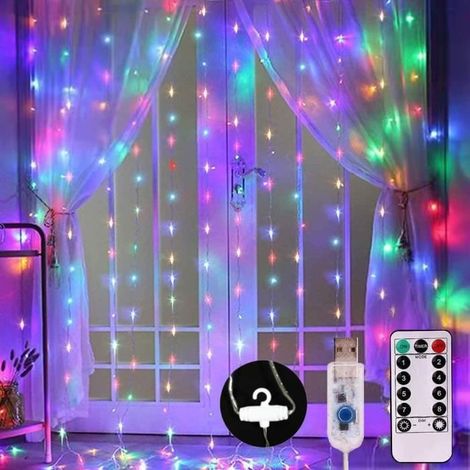 Rideau lumineux LED 300 LED 3x3 m – 8 modes, multicolore – Noël, fête – Décoration (1/4)