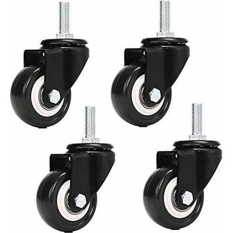 M8x25mm 4 Stück Tragkraft 240 kg Wagenlenkrolle PU Möbelpulver Ersatz (ohne Bremsrollen)
