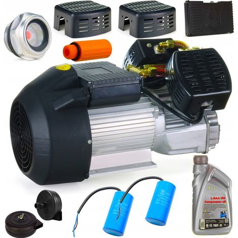 230-V-Elektromotor mit V-Pumpe, Doppelkolbenkompressor, max. 10 bar