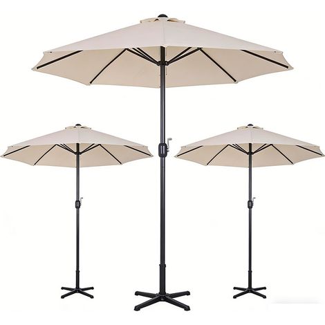 3er-Set  sonnenschirm Gartenschirm Marktschirm Doppelsonnenschirm Terrassenschirm mit Handkurbel Beige Oval 455 x 270 x 240 cm
