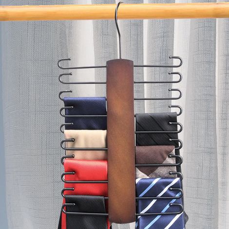 Lntyq 1 Pièce Porte Cravate en Bois, Rangement Ceinture Rotatif à 360 Degrés Cintre Ceinture avec 20 Crochets pour Cravates, Écharpe, Ceintures, Accessoires (1/5)