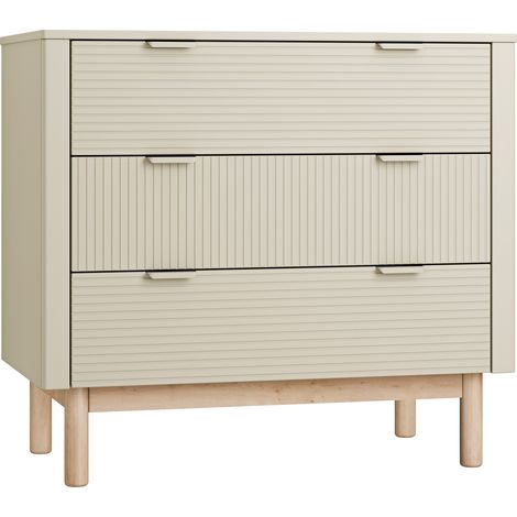 MILOO Kinderkommode 100,2 cm mit 3 Schubladen Naturholz (1/5)
