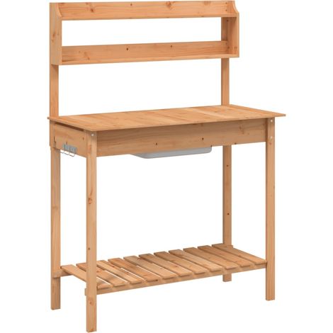 vidaXL Ecktisch mit Waschbecken, braun, Massivholz Fichte (1/3)