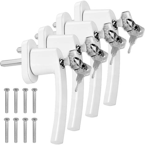 Lot de 4 poignées de fenêtre verrouillables, Poignee de Fenetre avec Serrure, Poignées de Fenêtre Verrouillables en Aluminium, Poignée avec Vis de Fixation Idéale pour Fenêtres, Balcons et Terrasses (1/5)