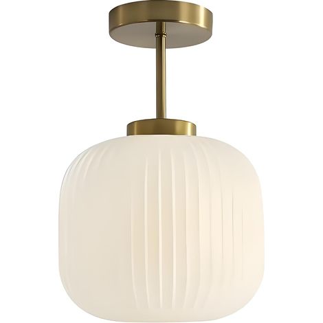 Lampada a sospensione vintage in ottone e vetro per interni, lampada decorativa minimalista vintage con attacco E27 per camera da letto, corridoio, soggiorno e sala da pranzo (bianca), lampadina non i (1/4)