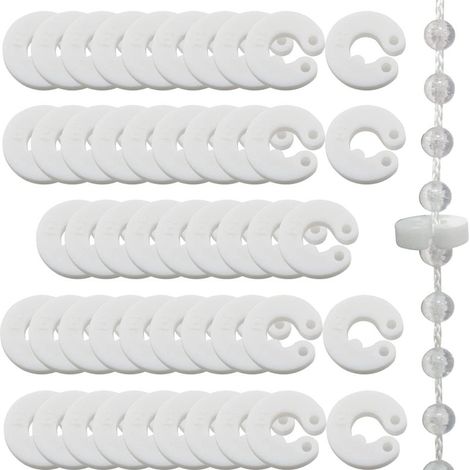 Einzelhandelspackung mit 13 mm Perlenbefestigungsring, Perlenkette, Zugperlen-Halteschnalle, Perlenkettenschnalle für Vertikaljalousien und Rollos (30 Stück) (1/5)