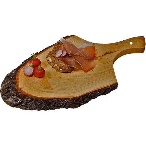 Tagliere Ovale In Legno Corteccia Con Manico 50x20cm Salumi Formaggi Affettati