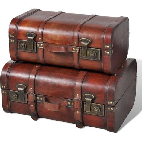 Coffre de rangement bois marron Canvas - 2 pièces (1/5)