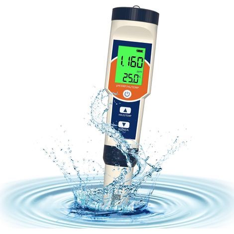 Analyseur d'eau numérique 4 en 1 pour la qualité de l'eau potable, alimentaire et des piscines : pH, ORP, température H2, test PPM (1/5)