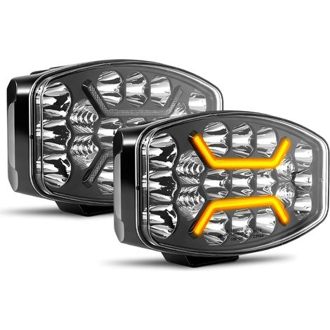 Feux LED 10 Pouces 150W 35000LM Spot Flood Combo LED Camion Longue Portée avec Feux De Jour Ambre et Blanc Phare de Travail pour Camion 4x4 Tracteur BTP 12V 24V 2 pièces (1/5)