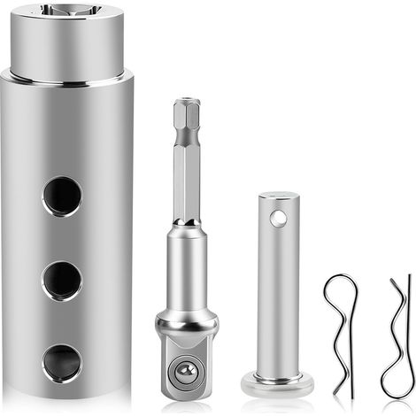 Adaptateur de perceuse pour cric de remorque (5 pièces), poignée de Remplacement Robuste pour Arbre d'entraînement de 1 Pouce, Outil Adaptateur de cric avec Douille de 1/2 Pouce (1/5)