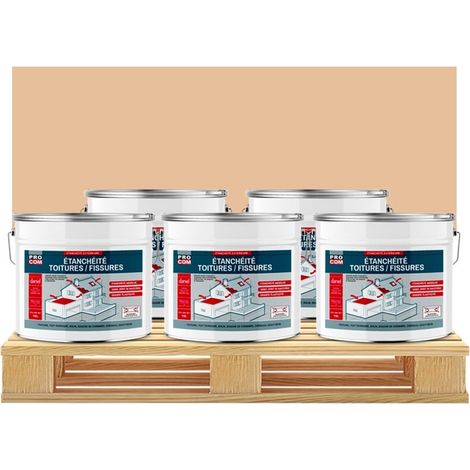 Peinture, résine d'étanchéité toiture, réparation tuiles, fissures, anti-fuites, décore, protège, plusieurs coloris PROCOM E0C09F 5 x 10L