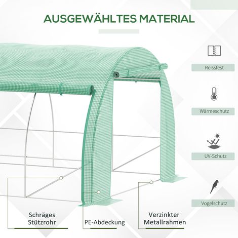 Serre tunnel en métal vert 4x3x2m, abri de jardin avec fenêtres grillagées, serre de jardin spacieuse pour plantes (1/5)