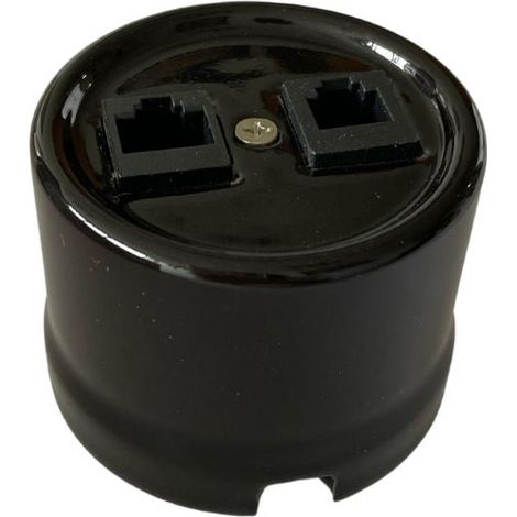 Prise RJ11-RJ45 en saillie en porcelaine noire