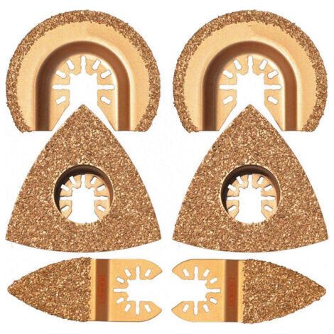 Set of 6 oscillating diamond carbide blades – For concrete, soft stone and sealants – Clean and precise cut – Compatible with multi-tools (1/5)