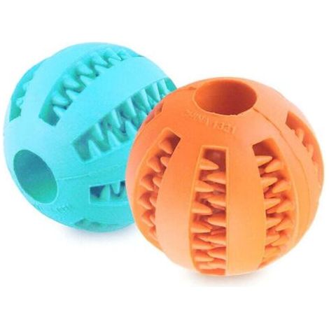 QORVA-Lot de 2 balles de jouet pour chien, mangeoires interactives en caoutchouc naturel pour chien, diamètre de 7 cm, balles de chien pour grands et petits chiens à mâcher-Fei Yu