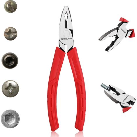 WORKPRO Pince Universelle en Cr-V 165mm avec Denture pour Serrer ou Tirer les Vis et Boulons, et Poignée Confortable pour Bricolage, Réparation et Entretien (1/5)