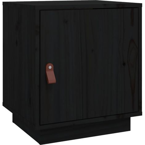 Comodino a due vani con anta 40 x 34 x 45 cm in legno di pino nero DEC034420
