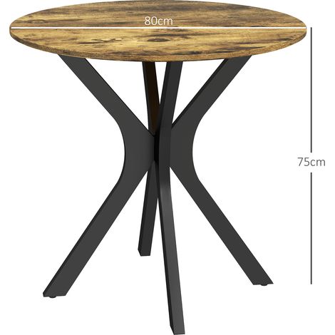 Table ronde style industriel vintage Ø78cm, plateau effet bois vieilli, piètement acier robuste, pour 2 personnes, parfaite pour cuisine ou salle à manger, structure stable (1/5)
