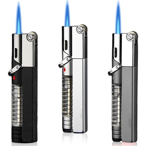 3 Pack Lighter, Flame Jet Lighter, Refillable Lighter, Constant Flame, Adjustable Flame, Alternative Shape for Men (1/5)