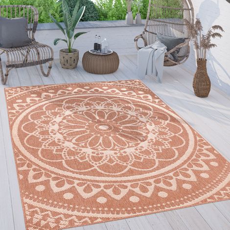 Paco Home Tappeto Cucina Da Esterno Salotto Moderno Balcone Terrazo Persiano Marocco 80x150 cm, Abricot