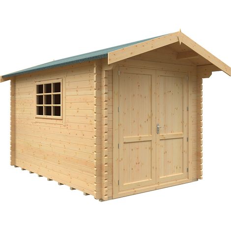 12x8w The Marlborough Plus 44mm Cabin - L355 x W235 x H251.3 cm - Solid Wood/Softwood/Pine - Natural