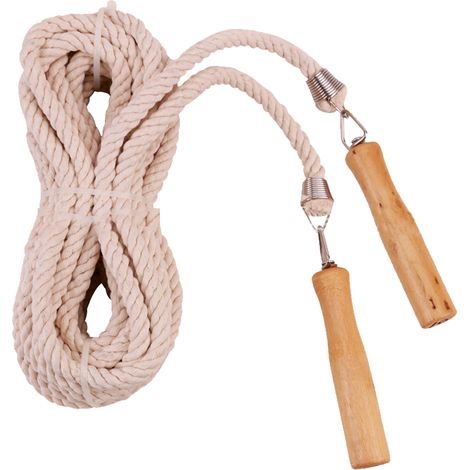 Corde à Sauter Réglable - Poignées en Bois - Pour Entraînement Collectif Extérieur - Corde à Sauter pour Adultes et Enfants - 1 Pièce (1/5)