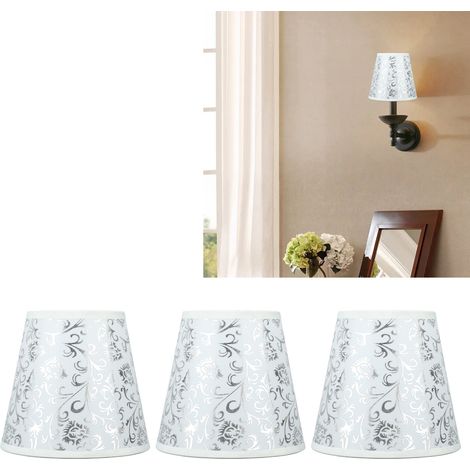 Abat-jour moderne en tissu, abat-jour créatif à clipser E14, convient aux suspensions, appliques murales, lampes de chevet et lampes de table, argenté (1/5)