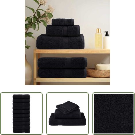 vidaXL Baumwolle - Gästetuch SOLUND 25 pcs Schwarz 100 x 150 cm 550 gsm (1/5)