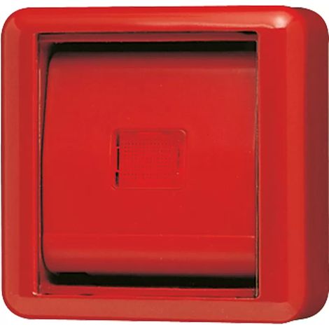 Jung Abdeckung mit Glasscheibe 1fach, mit integriertem Rahmen, Thermoplast, WG 800, rot 860 WGL RT (1/2)