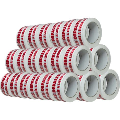 TECPLAST Ruban adhésif d'emballage 28µ blanc imprimé "NE PAS DEPALETTISER" en rouge - Adhésif 50 mm x 100 m - Carton de 36