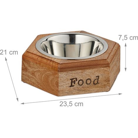 Supporto con ciotole per cani antiscivolo 2 ciotole in legno di mango inossidabile nero 130014308