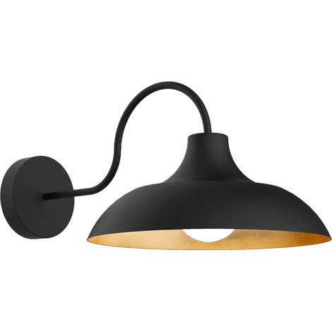 LUMICOM PARIGINA Applique, 1X E27, max 42W, metallo, nero opaco/foglia oro, D.30cm (1/3)