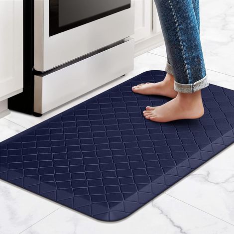 Kitchen floor mat, directly supplied, thickened PVC, anti-fatigue, non-slip, waterproof, oil-proof, and non-slip leather rug - dark blue - 44150CM12MM