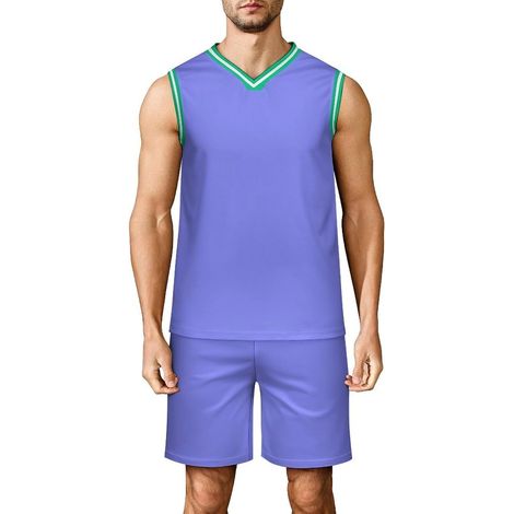 Ensemble Maillot de Basket Homme 2 Pièces Débardeur et Short de Basket, Tenue de Sport Respirante pour Fitness, Vêtement de Basket Homme Survêtement (1/5)