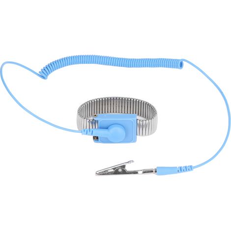 Bracelet antistatique ESD avec mise à la terre, fil métallique de 1,8 m de long, pour atelier, couleur métal. (1/5)