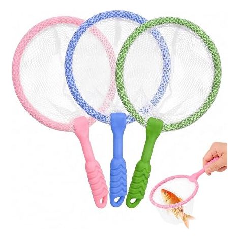 Épuisette Lot de 3, Filet de Pêche Maille Extra-Fine, Manche Longue Ergonomique, Captures Ciblées Sans Fuite, Excursion Piscine & Nature (1/5)