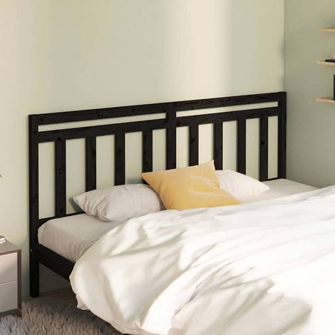 vidaXL Cabecero de cama madera maciza de pino negro 206x4x100 cm (1/5)