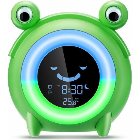 Kids Alarm Clock, Day/Night Educational Alarm Clock for Children Night Light for Boys 5 Colors Light with Music Reminder, Snooze and Temperature Display MUMU Training Alarm Clock (1/4)