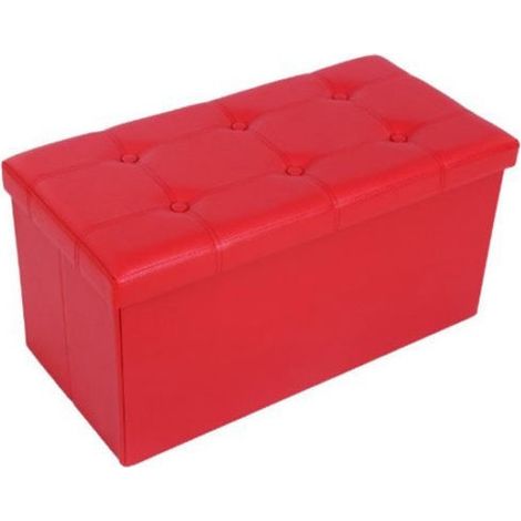 TrAdE Shop Traesio - Pouf Scatola Contenitore Rettangolare Similpelle Cassapanca Poggiapiedi Colore - Rosso