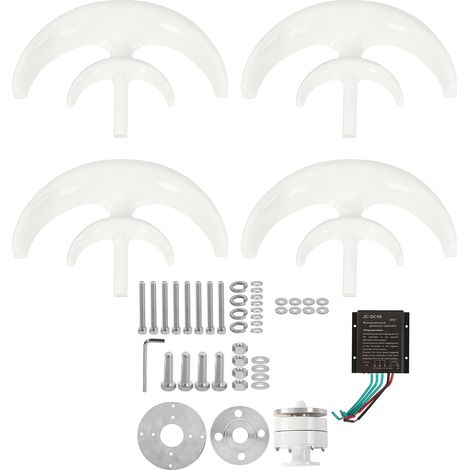 Éolienne 400W 4 pales Générateur AC Moteur Système Solaire Lanterne Double Couche Blanche 48V (1/5)