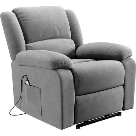 Fauteuil de Relaxation Electrique Microfibre "Ota" 96cm Gris (1/5)