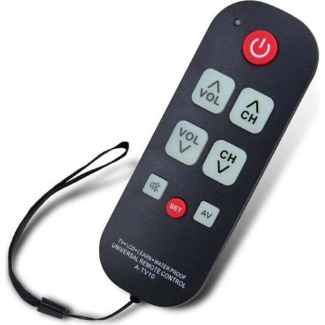 Mando a distancia A-TV10 para personas mayores, universal, sencillo, resistente al agua con luz LED, compatible con varios modelos de TV -Crezuo