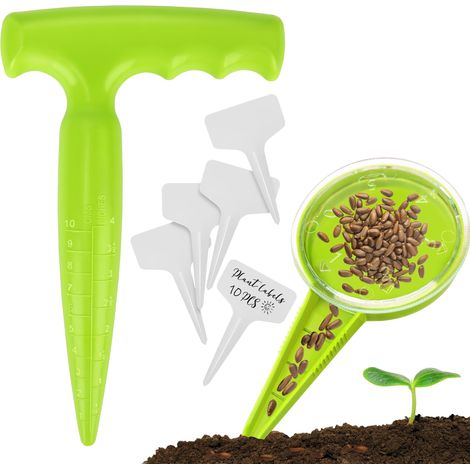 Planteur manuel de 17,5 cm pour semis et bulbes, pour un semis et un repiquage précis, comprenant un piquet de plantation et un piquet de trou. (1/5)