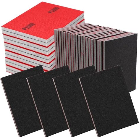 24Pcs Éponge de Ponçage Grain 180 à 3000 éponges Abrasives à Grains Variés Cale a Poncer Kit Papier Abrasif Sec et Humide pour Modèle de Construction Sèche Métal Bois Meubles