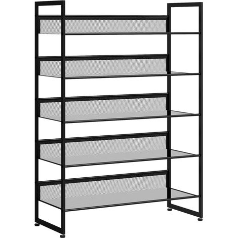 Étagère à chaussures noire 5 niveaux 72 cm x 30 cm x 102 cm, support pratique pour rangement de chaussures (1/5)