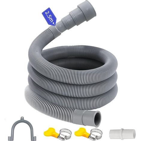 Tuyau de Vidange Universel pour Lave-Linge et Lave-Vaisselle - Rallonge 2,5 m avec Support en U et Colliers (1/5)